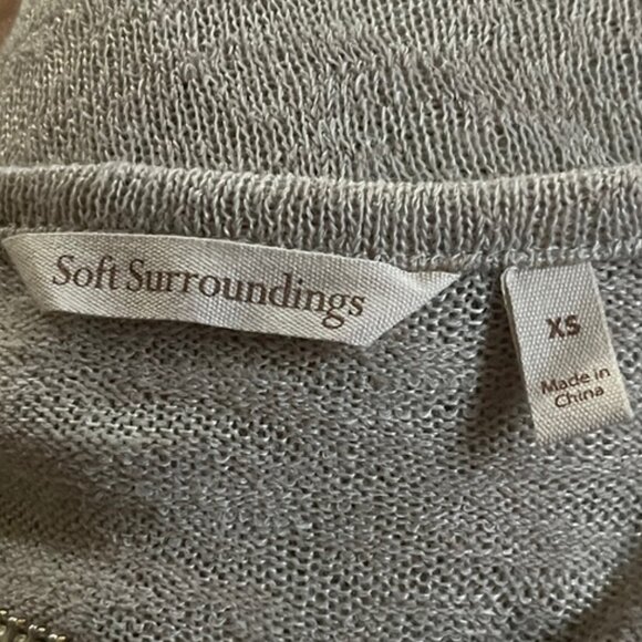 Soft Surroundings New Valentina Slub Sweater Lightweight Tan 1/2 Zip Beach XS - Picture 8 of 9